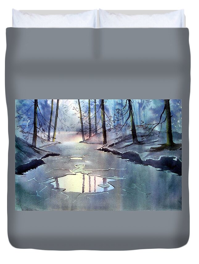 Winter Duvet Cover featuring the painting Breaking Ice by Glenn Marshall