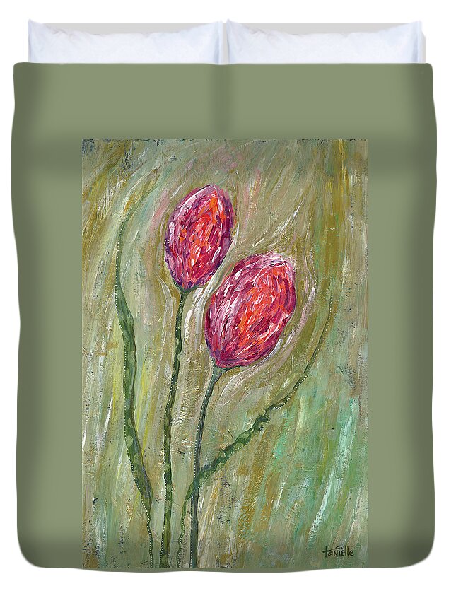 Floral Duvet Cover featuring the painting Breath of Fresh Air by Tanielle Childers