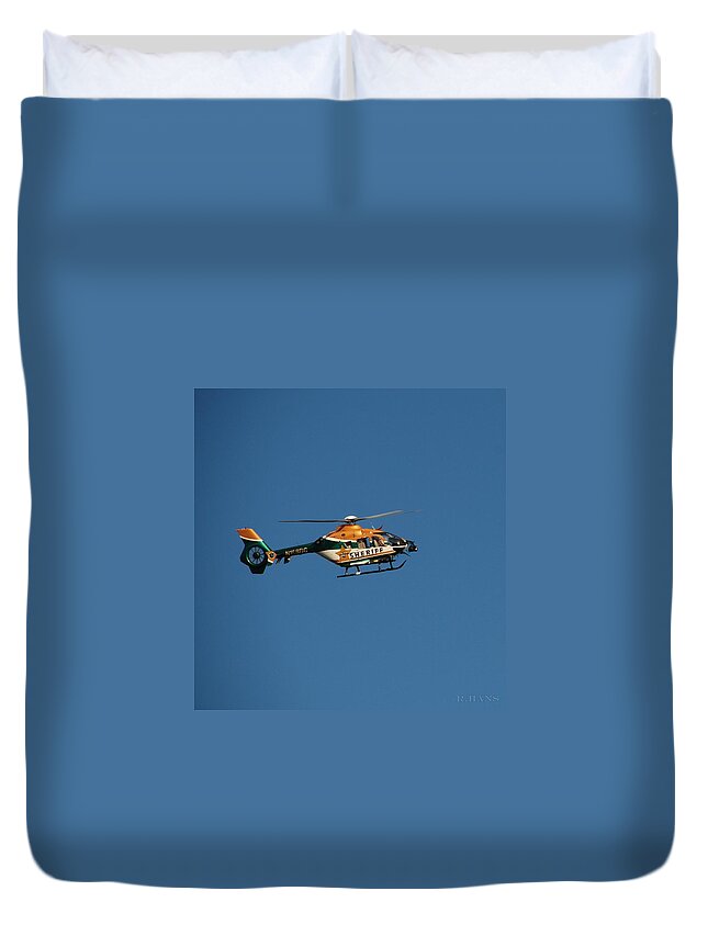 Yellow Duvet Cover featuring the photograph Broward County Sherriff Cop Ter by Rob Hans