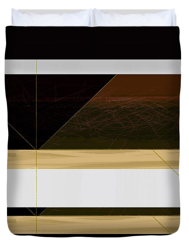 Abstract Duvet Cover featuring the painting Brown field by Naxart Studio
