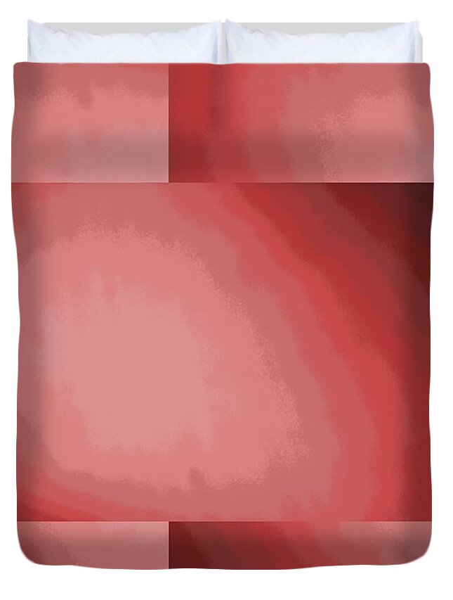 Abstract Duvet Cover featuring the digital art Brushed In Red 1 by Tim Allen