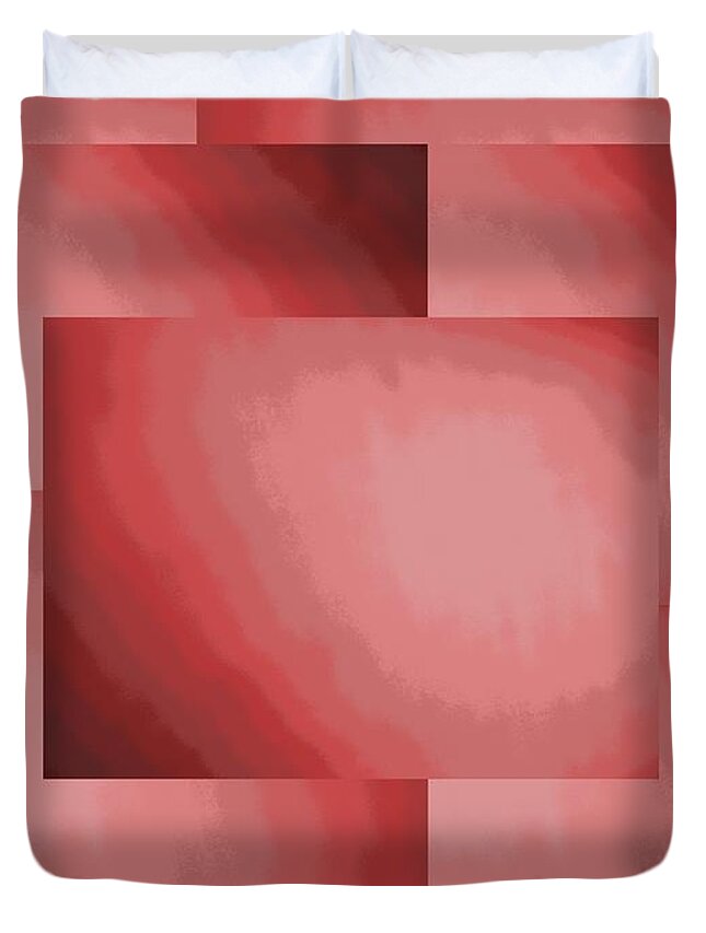 Abstract Duvet Cover featuring the digital art Brushed In Red 2 by Tim Allen