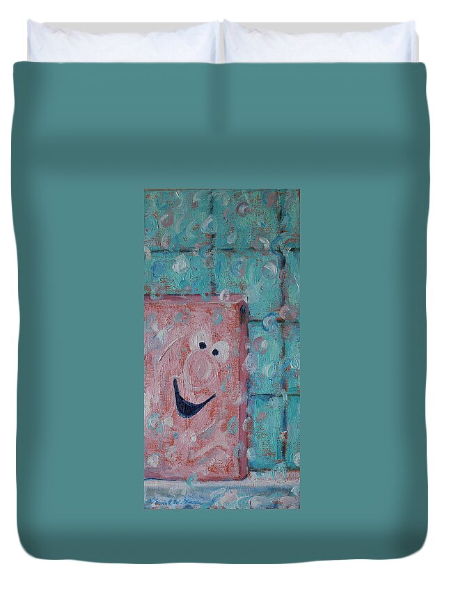 Mr. Bubble Duvet Cover featuring the painting Bubble by Daniel W Green