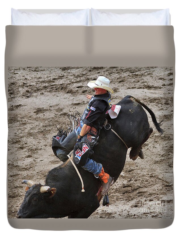 Tough Duvet Cover featuring the photograph Bull Riding by Louise Heusinkveld