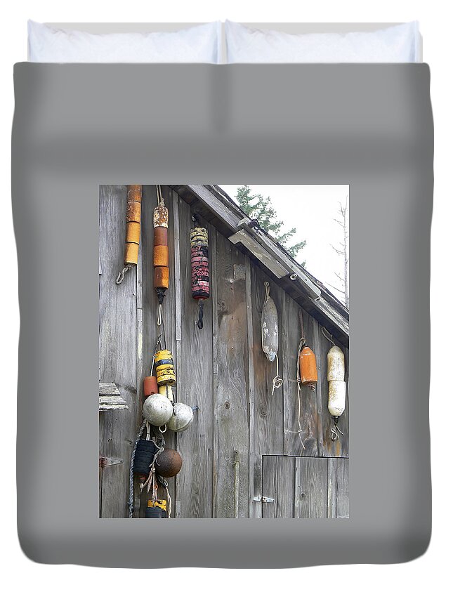 Boating Duvet Cover featuring the photograph Buoy Barn by Pamela Patch