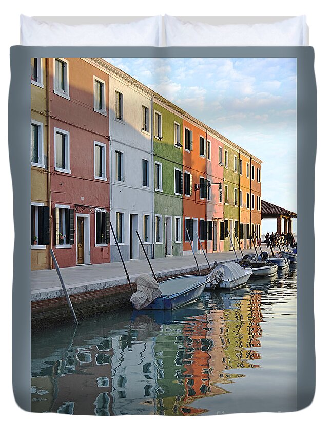 Burano Duvet Cover featuring the photograph Burano Canal by Rebecca Margraf