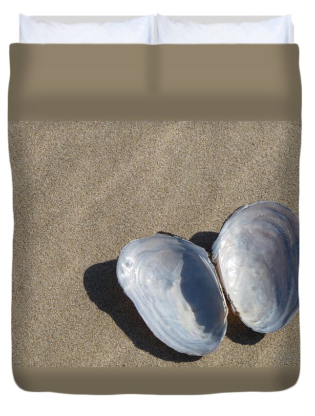 Sand On The Beach Duvet Cover featuring the photograph Shells and Shadows by Maciek Froncisz