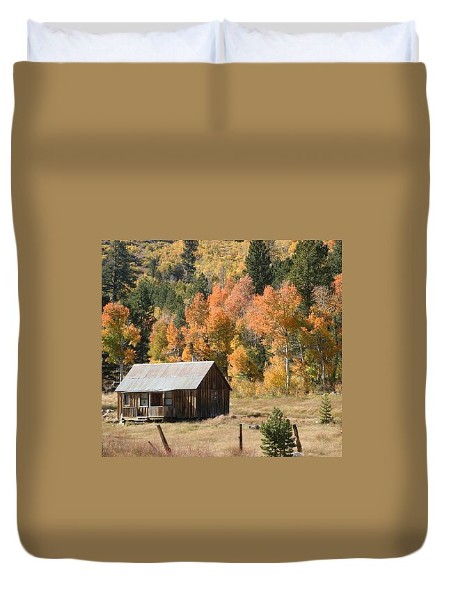 Cabin Duvet Cover featuring the photograph Cabin in Autumn by Anthony Trillo