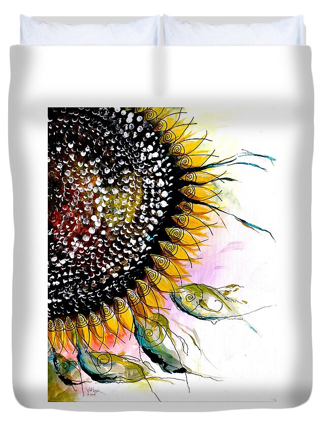 Sunflower Duvet Cover featuring the painting California Sunflower by J Vincent Scarpace