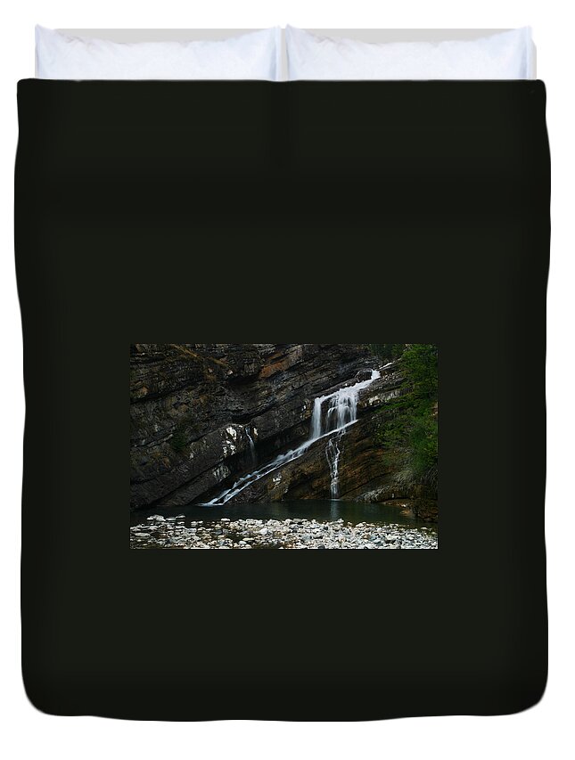 Cameron Falls Duvet Cover featuring the photograph Cameron Falls Waterton Lakes National Park by Benjamin Dahl