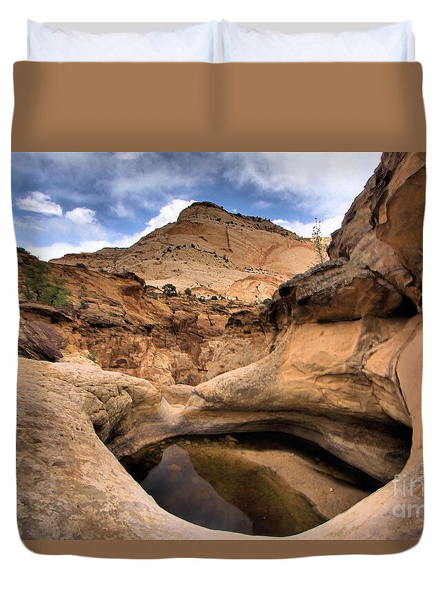 Capitol Reef National Park Duvet Cover featuring the photograph Canyon Pool by Adam Jewell