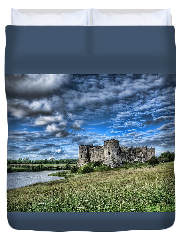 Carew Castle Duvet Cover featuring the photograph Carew Castle Pembrokeshire 3 by Steve Purnell