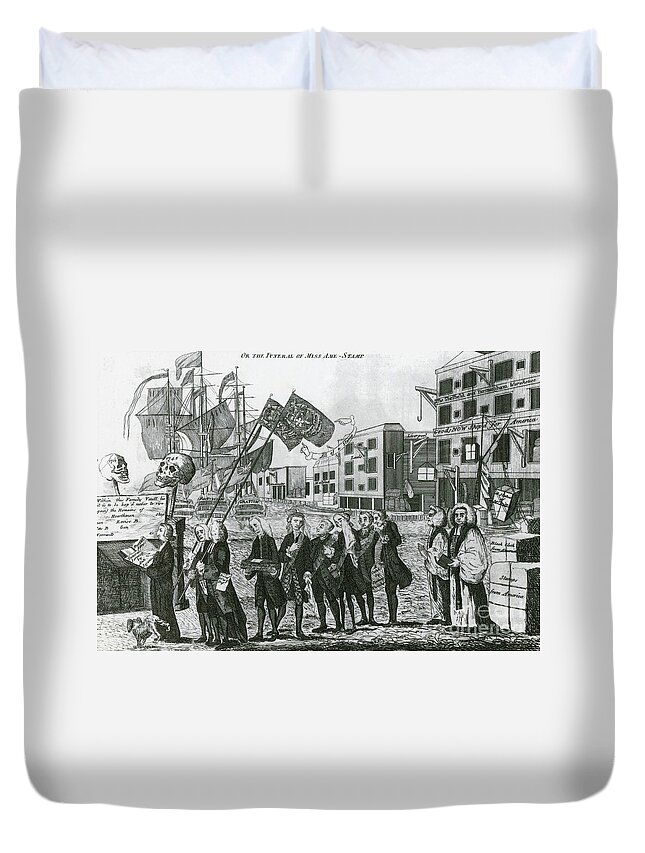 Cartoon Duvet Cover featuring the photograph Cartoon, Repeal Of The Stamp Act by Photo Researchers
