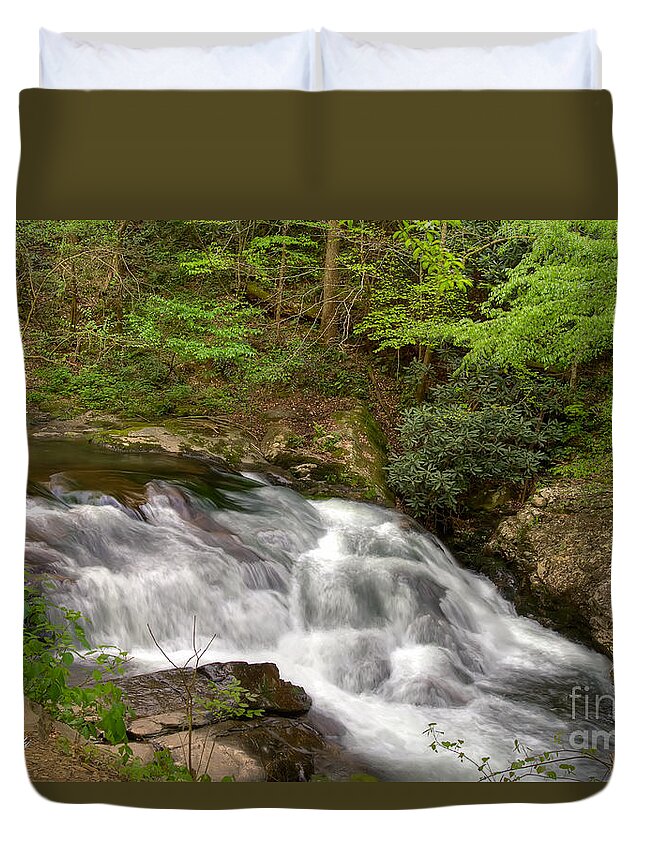 Smoky Mountains Duvet Cover featuring the photograph Cascade Stream by Sue Karski