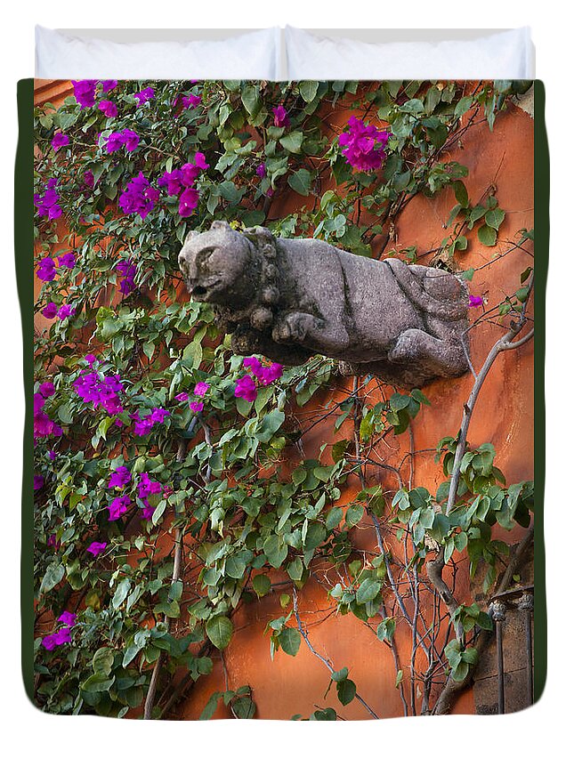 Vertical Duvet Cover featuring the photograph Cat on a Wall by Craig Lovell