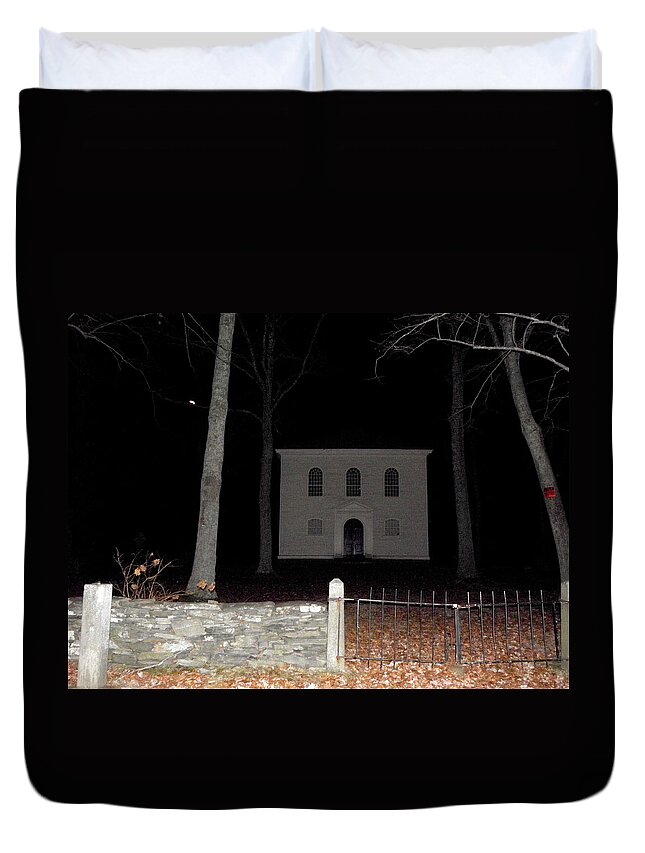Cemetery Duvet Cover featuring the photograph Cemetery on a full moons night by Kim Galluzzo