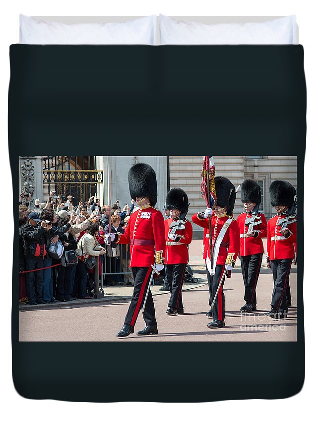 British Duvet Cover featuring the photograph Changing of the guard at Buckingham palace by Andrew Michael