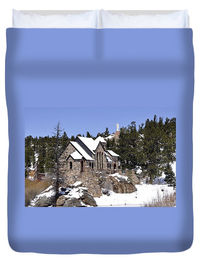 Church Duvet Cover featuring the photograph Chapel on the Rocks No. 3 by Dorrene BrownButterfield