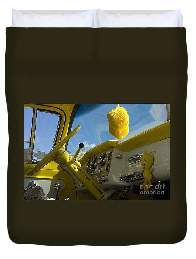 Chevy Truck Duvet Cover featuring the photograph Chevy Truck Interior by Bob Christopher
