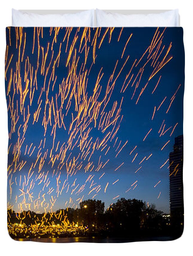 Color Duvet Cover featuring the photograph Chinese Lanterns Moving by Frederic A Reinecke