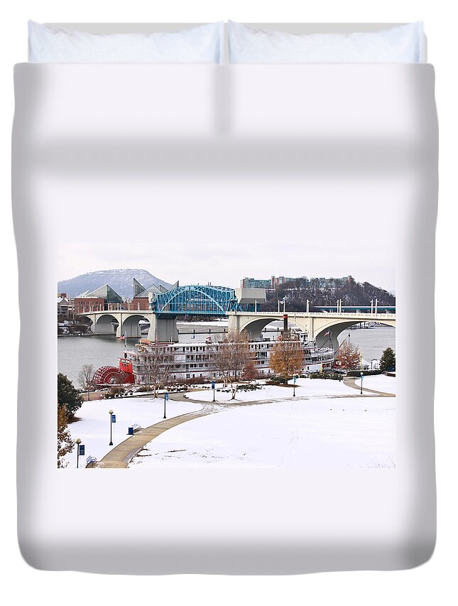 Delta Queen Duvet Cover featuring the photograph Christmas Snow by Tom and Pat Cory