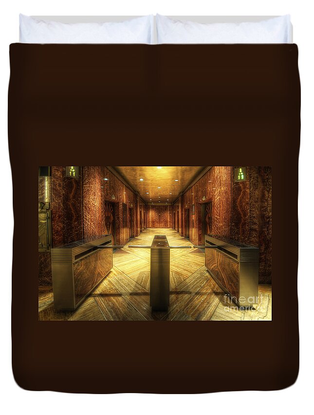  Yhun Suarez Duvet Cover featuring the photograph Chrysler Building Elevator Lobby by Yhun Suarez