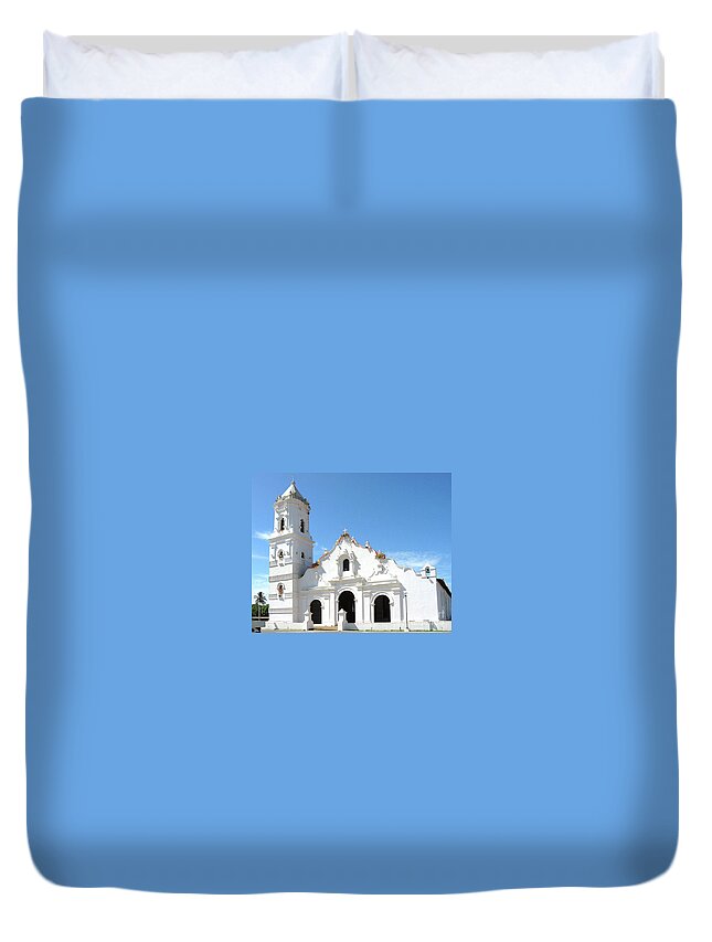 Church. Panama Duvet Cover featuring the photograph Church of Nata de los Caballeros by Julia Springer