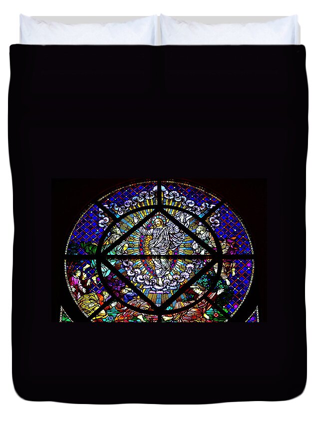 Stained Glass Duvet Cover featuring the photograph Church Window by Diana Hatcher