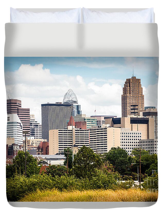 2012 Duvet Cover featuring the photograph Cincinnati Skyline Downtown City Buildings by Paul Velgos