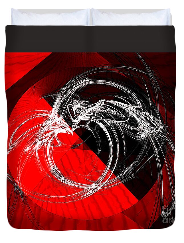 Fractal Duvet Cover featuring the digital art Circle Of Love Edgy Night by Andee Design