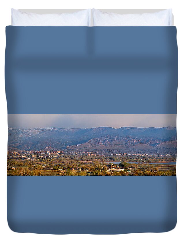 City Duvet Cover featuring the photograph City Of Boulder Colorado Panorama View by James BO Insogna
