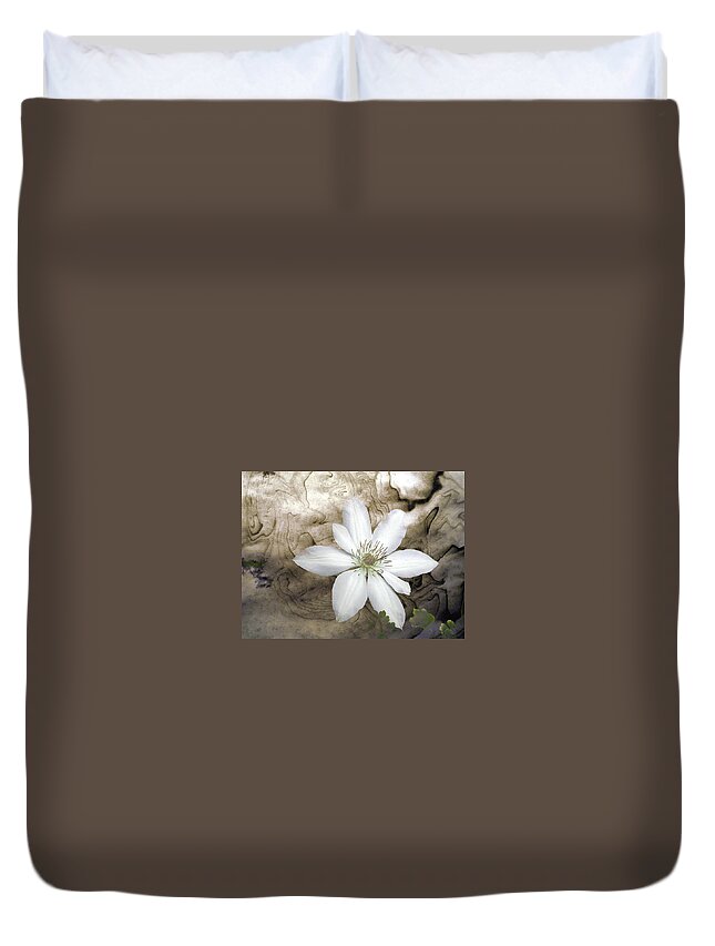 Digital Duvet Cover featuring the photograph Clematis by Richard Ortolano