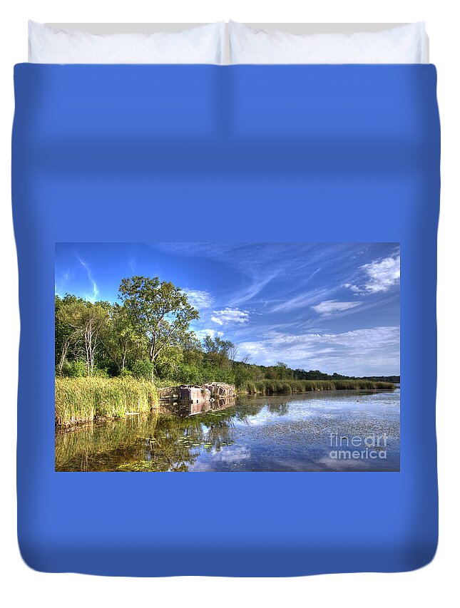 Swamp Duvet Cover featuring the photograph Clouds in the water by Dejan Jovanovic