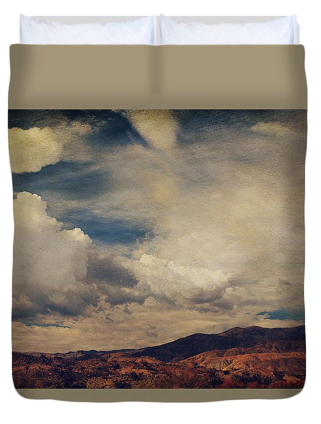Palm Desert Duvet Cover featuring the photograph Clouds Please Carry Me Away by Laurie Search