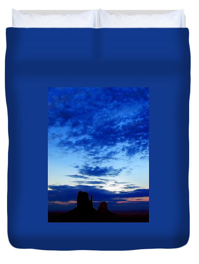  Duvet Cover featuring the photograph Cloudy Blue Monument by Mark Valentine
