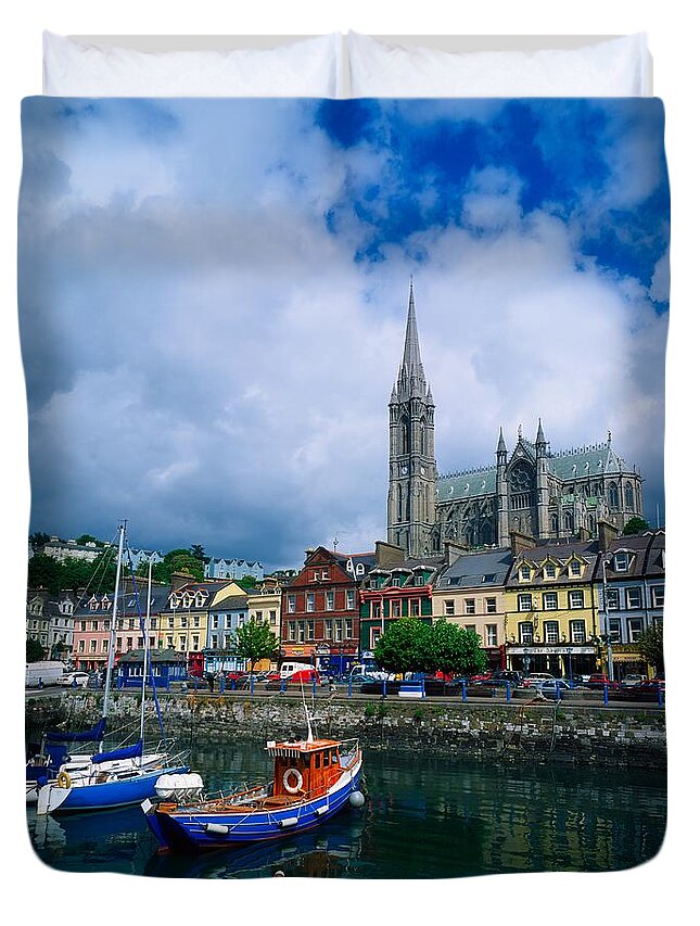 Atmosphere Duvet Cover featuring the photograph Cobh Cathedral & Harbour, Co Cork by The Irish Image Collection 