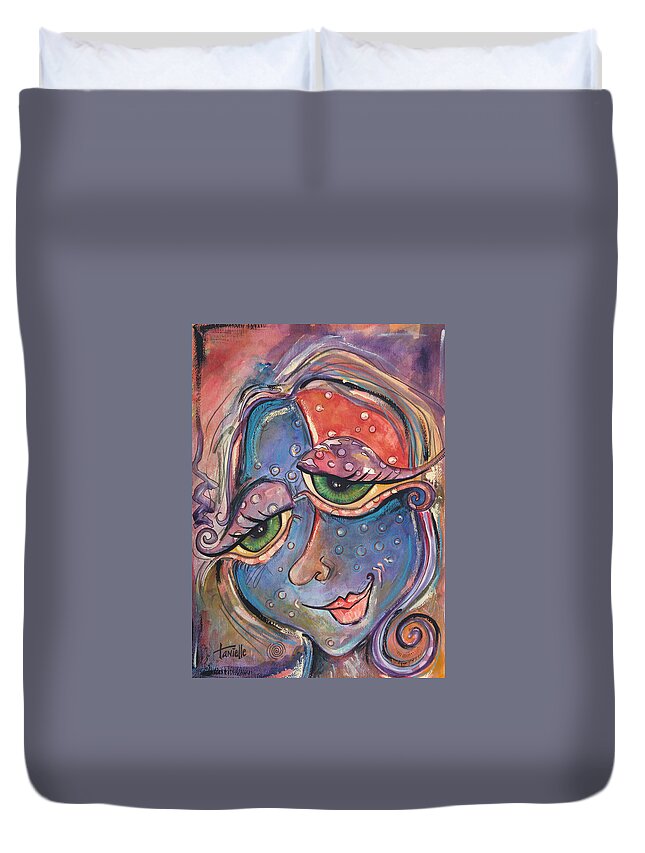 Self Portrait Duvet Cover featuring the painting Contentment by Tanielle Childers