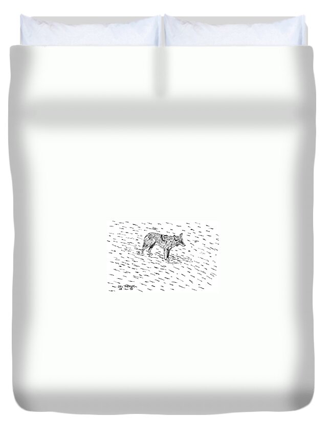 Coyote Duvet Cover featuring the photograph Coyote Pause by Eric Tressler