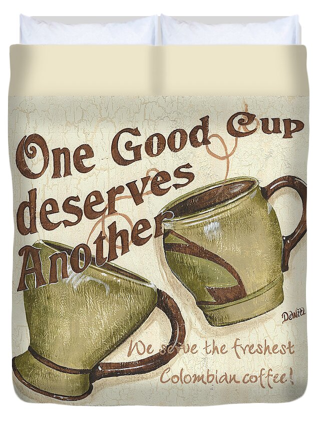 Coffee Duvet Cover featuring the painting Cream Coffee 2 by Debbie DeWitt