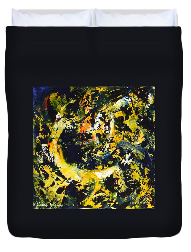 Abstract Duvet Cover featuring the painting Croissant de lune by Claire Gagnon