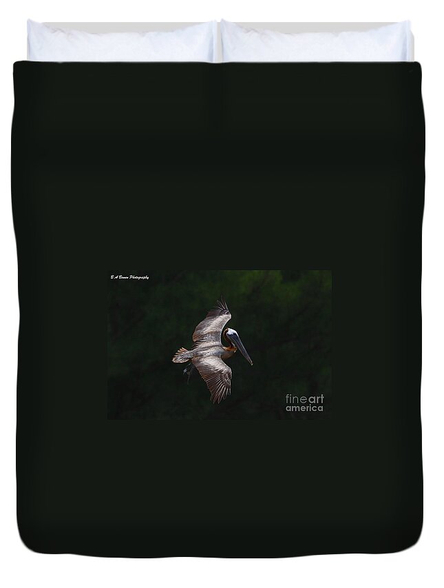 Brown Pelican Duvet Cover featuring the photograph Cruising by Barbara Bowen