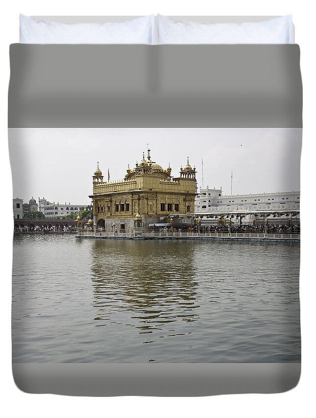 Amritsar Duvet Cover featuring the photograph Darbar Sahib and sarovar inside the Golden Temple by Ashish Agarwal