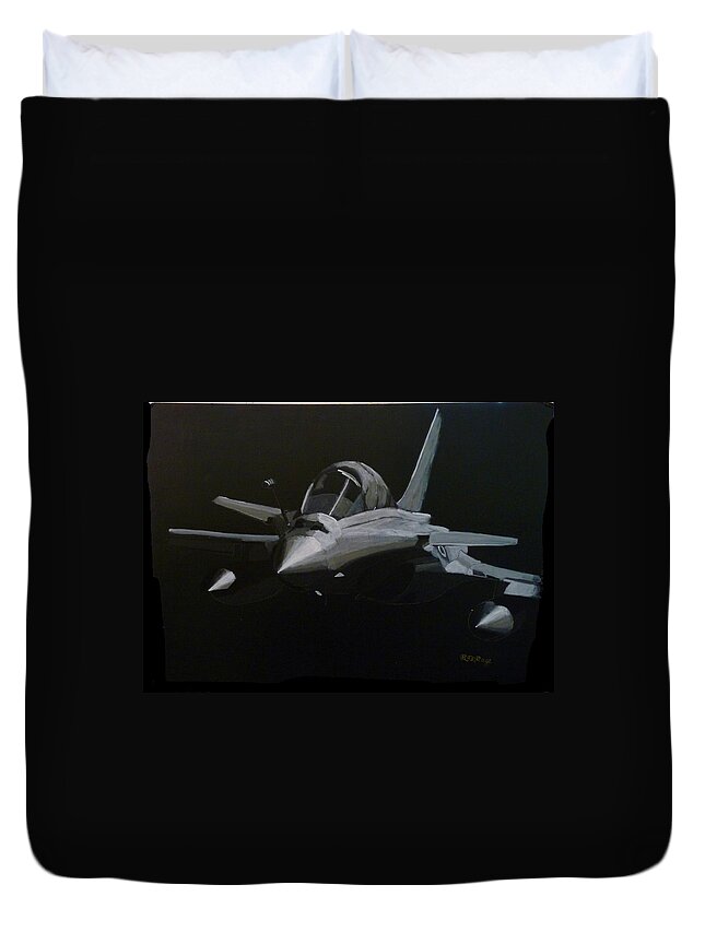 Aircraft Duvet Cover featuring the painting Dassault Rafale by Richard Le Page