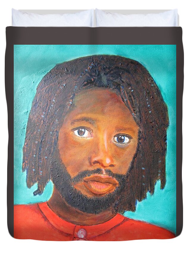 Singer Duvet Cover featuring the painting David Rudder by Jennylynd James