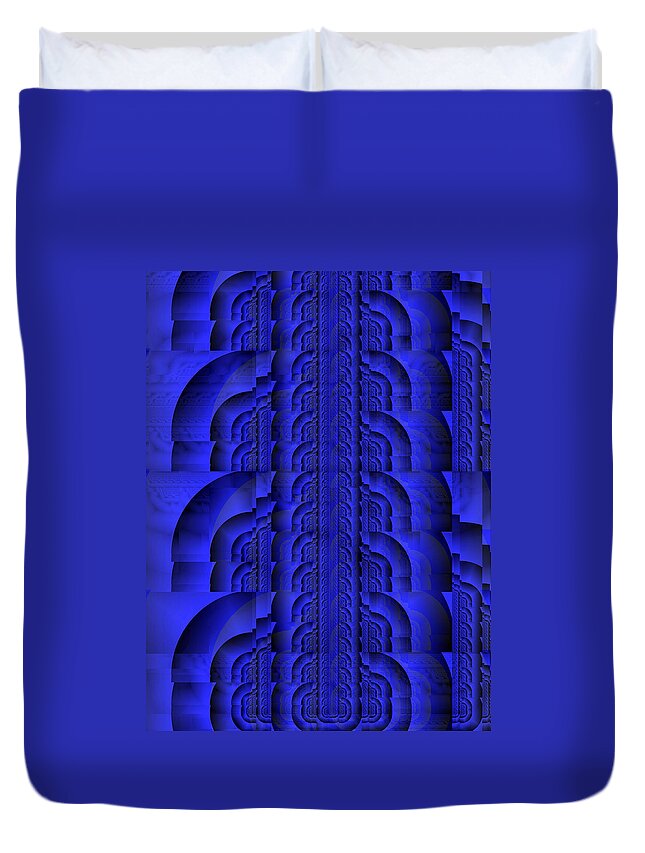 Fractal Duvet Cover featuring the digital art Deco Detail in Blue by Richard Ortolano