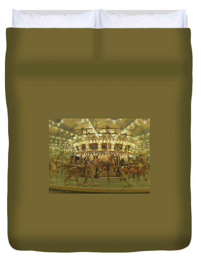 Carousel Duvet Cover featuring the photograph Dentzel Carousel at Glen Echo Park Maryland by Victoria Porter