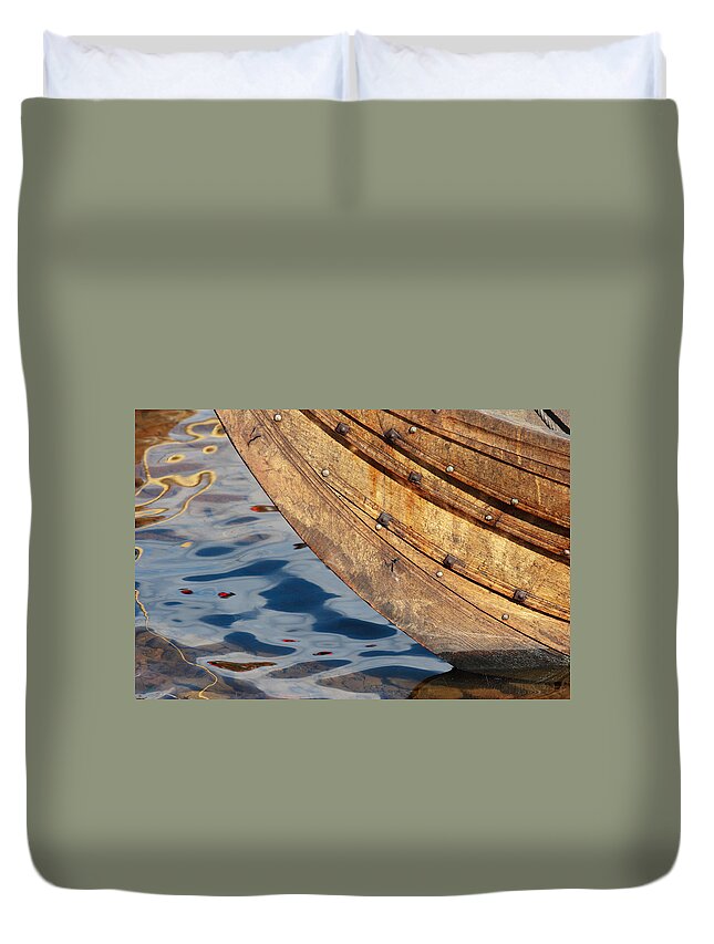 Boat Duvet Cover featuring the photograph Detail of the hull of a Norrlandsboat by Ulrich Kunst And Bettina Scheidulin