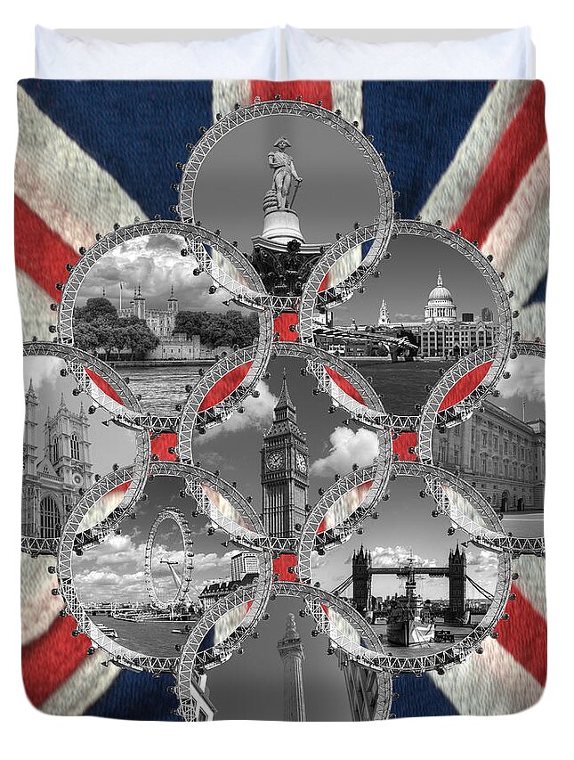 A Celebration Of London Sites To Commemorate The Queens Diamond Jubilee 2012. Duvet Cover featuring the photograph Diamond City mix by Chris Day