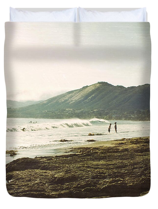 Ocean Duvet Cover featuring the photograph Distant conversations by Cindy Garber Iverson
