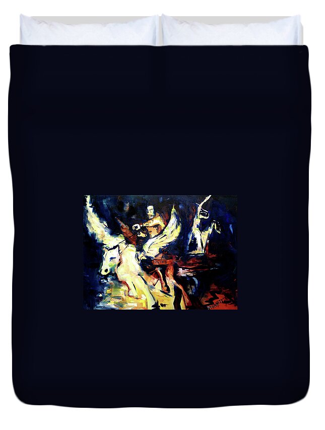 Horses Duvet Cover featuring the painting Divine Madness II by John Gholson